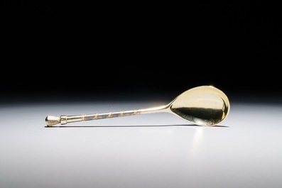 Twelve parcel-gilt silver and niello spoons, Russia, 19/20th C.