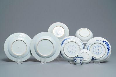 A varied collection of Chinese blue and white wares, Kangxi/Qianlong