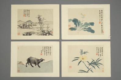 Ten lithographic prints after an album by Shen Zhou (1427-1509), China, 1st half 20th C.