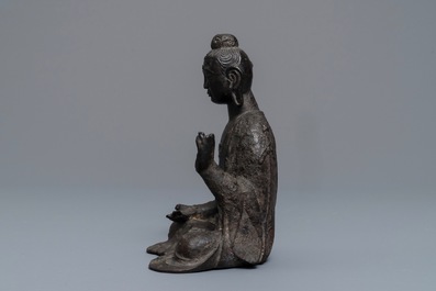 A Chinese bronze figure of Buddha, Ming