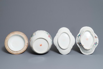 Sept pi&egrave;ces en porcelaine de Chine qianjiang cai et famille rose, 19/20&egrave;me