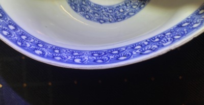 A large Chinese blue and white 'Ode to the red cliffs' bowl, Transitional period