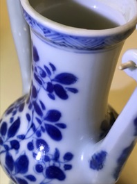 A Chinese blue and white jug and cover after a pewter example, Kangxi