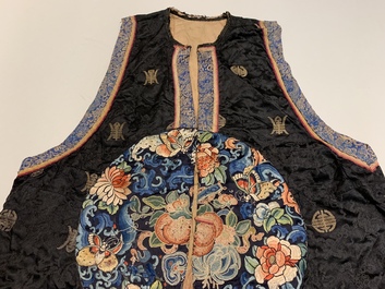 Two Chinese embroidered silk woman&rsquo;s clothes, 19th C.