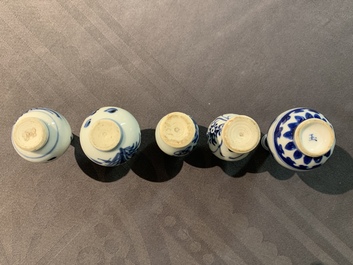 Ten Chinese blue and white miniature vases, Kangxi