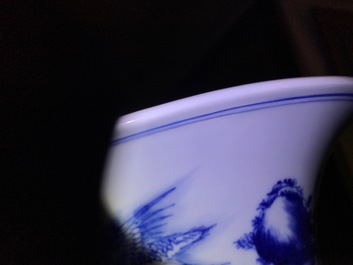 A Chinese blue and white 'deer and crane' yenyen vase, Kangxi