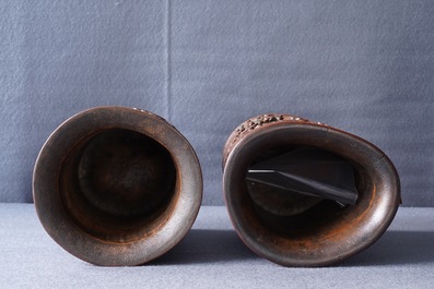 Two Chinese carved bamboo brush pots, 18/19th C.