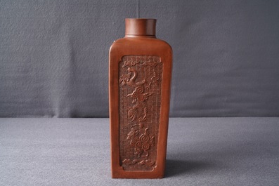 A Chinese Yixing stoneware tea caddy and cover, Kangxi