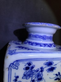 A pair of Chinese blue and white 'Long Eliza' square tea caddies, Yu mark, Kangxi