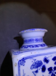 A pair of Chinese blue and white 'Long Eliza' square tea caddies, Yu mark, Kangxi