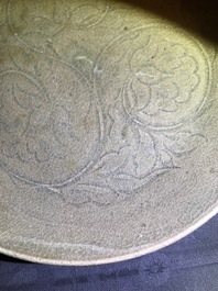 A Chinese carved Yaozhou dish, probably Song