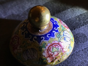 A small Chinese Beijing enamel jar and cover, Qianlong mark and possibly of the period