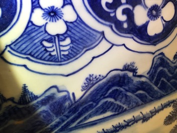 A massive Chinese blue and white fish bowl, 19th C.