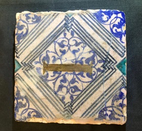 Two maiolica tiles from the castle of Oiron, France, 1545-1550