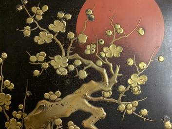 A large Japanese lacquer 'suzuribako' with prunus design, Edo or Meiji, 18/19th C.