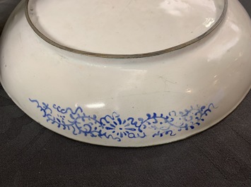 A Chinese Canton enamel &lsquo;European subject&rsquo; plate, Qianlong