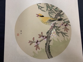 Quinze dessins d'&eacute;ventails et illustrations &agrave; l'encre de Chine et polychromie, 20&egrave;me