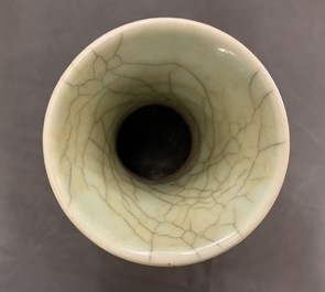 A Chinese celadon crackle-glazed vase and a famille verte vase, 19th C.