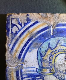 Four maiolica tiles from the chapel of F&egrave;re-en-Tardenois, Guido Andries workshop, Antwerp, ca. 1530