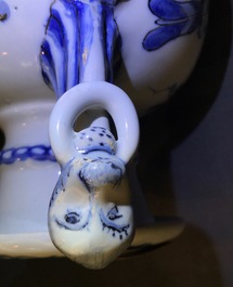 A pair of Dutch Delft blue and white chinoiserie alter vases, late 17th C.