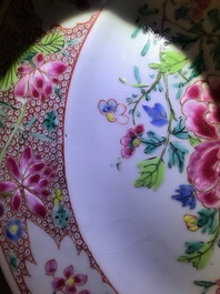 Seven Chinese famille rose plates with flowers and phoenixes, Yongzheng/Qianlong