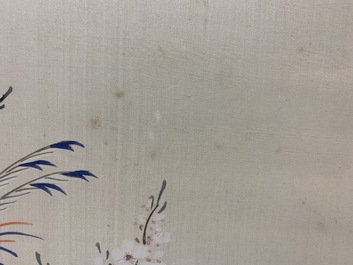 Chinese school: Birds among flowering branches, ink and watercolour on silk, 18/19th C.