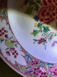 Seven Chinese famille rose plates with flowers and phoenixes, Yongzheng/Qianlong