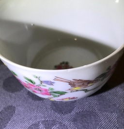 Two Chinese famille rose cups and saucers, Yongzheng/Qianlong