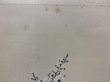 Chinese school: Birds among flowering branches, ink and watercolour on silk, 18/19th C.