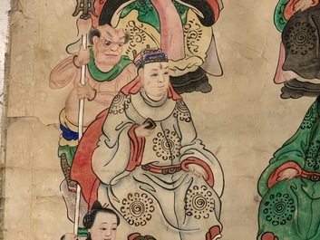 Ecole chinoise: Image du palais du printemps, 16/17&egrave;me et 'Guanyin aux servants', 19&egrave;me