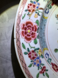 Ten various Chinese famille rose plates, Yongzheng and later