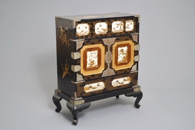 A Japanese gilt-lacquered and Shibayama ivory cabinet, Meiji, 19th C.