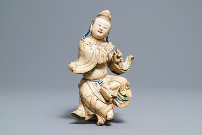 Een Chinese zeepstenen figuur van de onsterfelijke Han Xiangzi, Kangxi