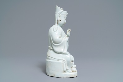 Un mod&egrave;le de Guandi en porcelaine blanc de Chine, 18/19&egrave;me