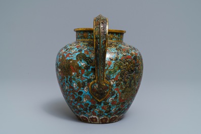 A Chinese cloisonn&eacute; ewer with Buddhist lions, Ming