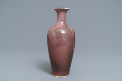 A Chinese monochrome liver red flamb&eacute; vase, Kangxi