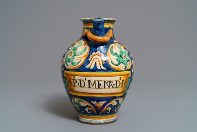 An Italian maiolica wet drug jar, prob. Montelupo, 17th C.