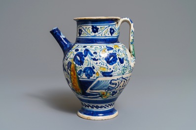 An Italian maiolica wet drug jar, prob. Venice, 16/17th C.