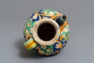 An Italian maiolica wet drug jar, prob. Montelupo, 17th C.