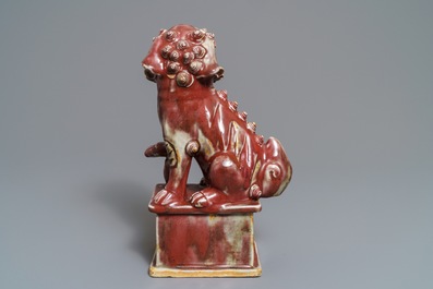 A Chinese sang de boeuf model of a Buddhist lion, 19th C.