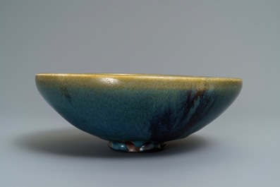 A large Chinese purple-splashed Junyao bowl, Yuan