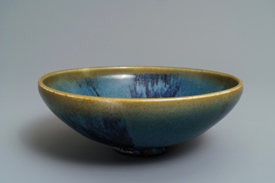 A large Chinese purple-splashed Junyao bowl, Yuan