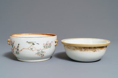 A Chinese qianjiang cai bowl and cover, Qianlong mark, 19/20th C.