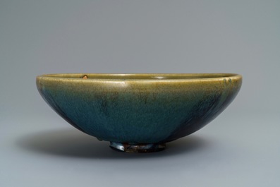 A large Chinese purple-splashed Junyao bowl, Yuan