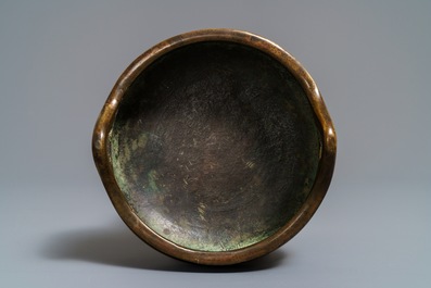 A Chinese bronze tripod censer, Xuande mark, 19th C.