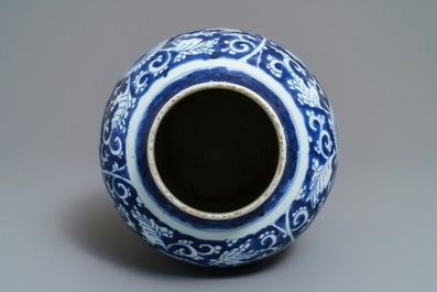 A Chinese blue and white 'peony scroll' vase, Kangxi