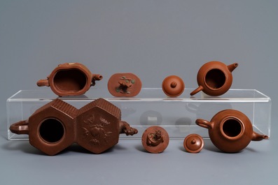 Four Chinese Yixing stoneware teapots and covers, 19/20th C.