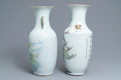 Deux vases en porcelaine de Chine qianjiang cai, 19/20&egrave;me