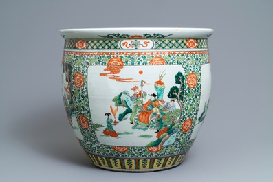 A Chinese famille verte fish bowl, 19th C.