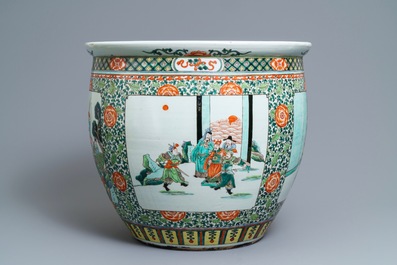 A Chinese famille verte fish bowl, 19th C.